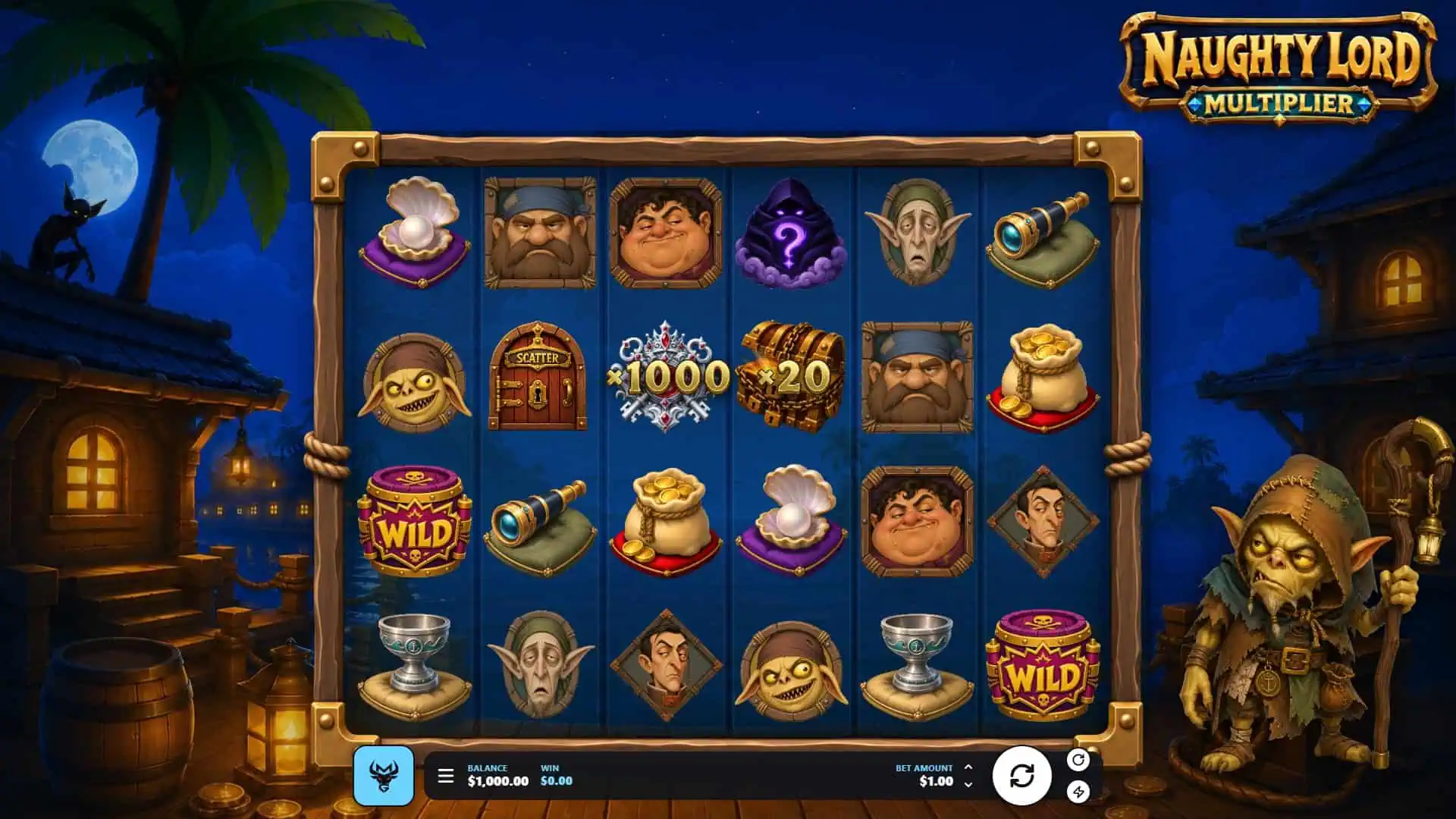 Naughty Lord Multiplier slot gameplay reels