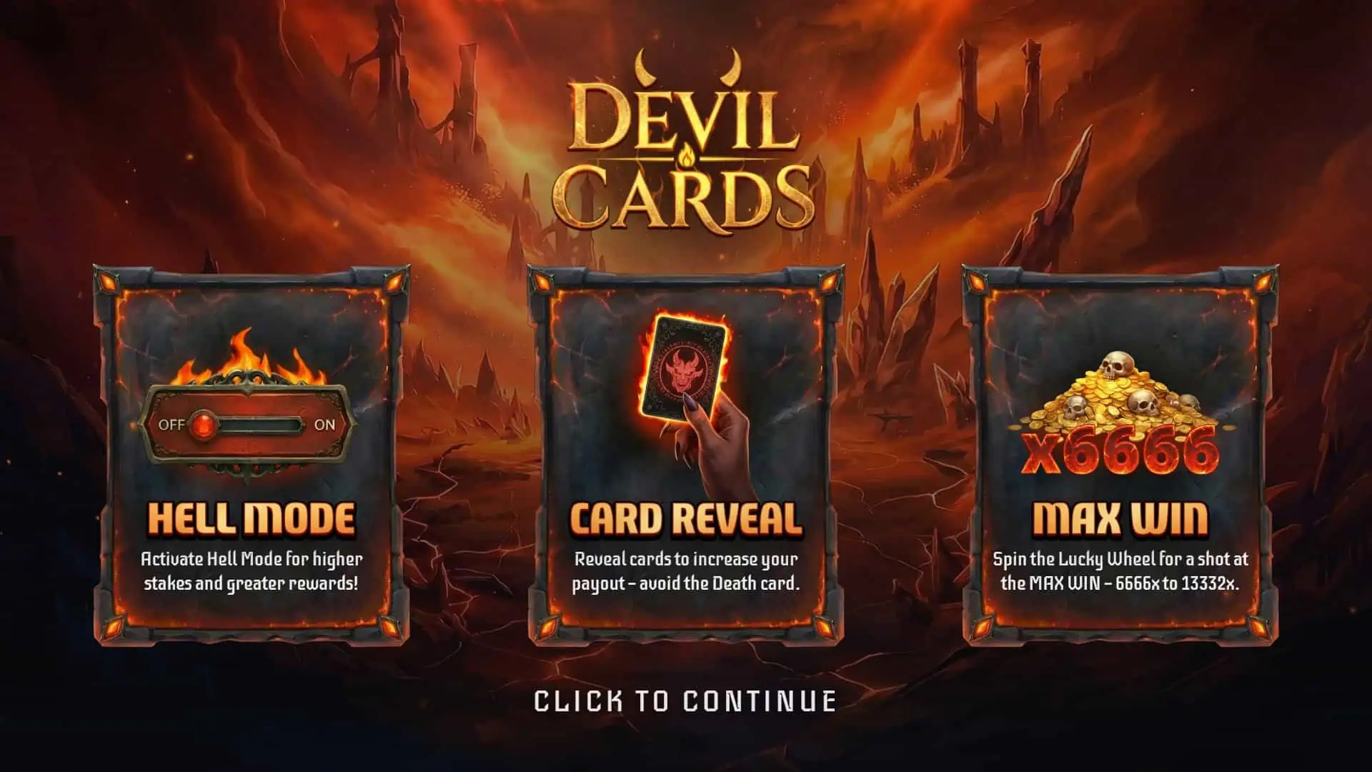 Devil Cards slot intro screen
