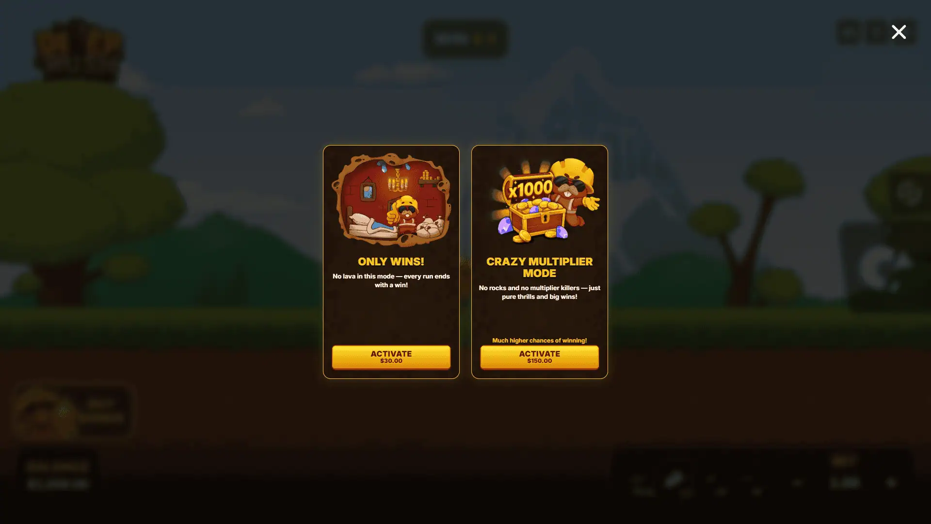 Deep Rush bonus buy menu