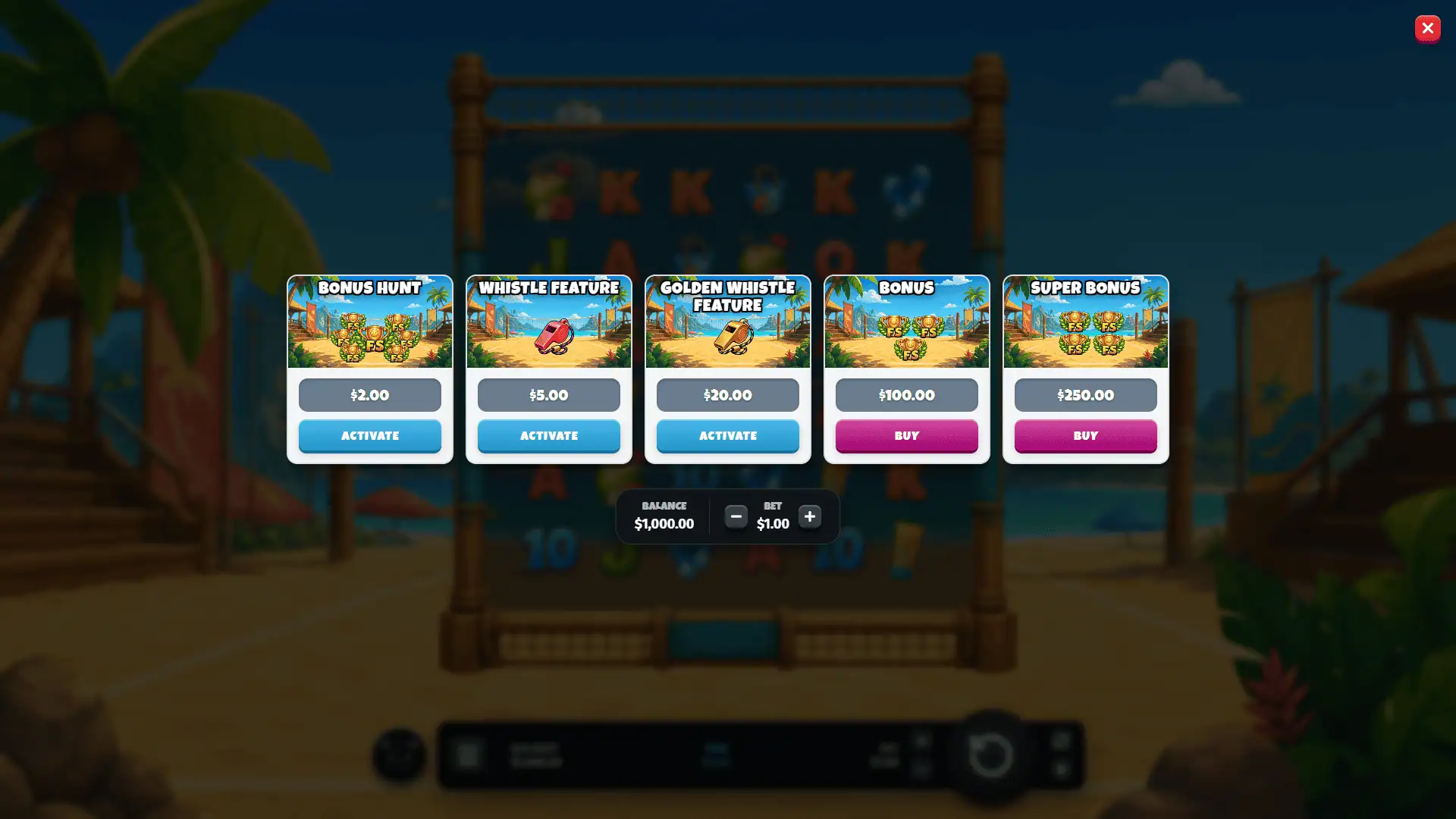 Volley Heat bonus buy menu
