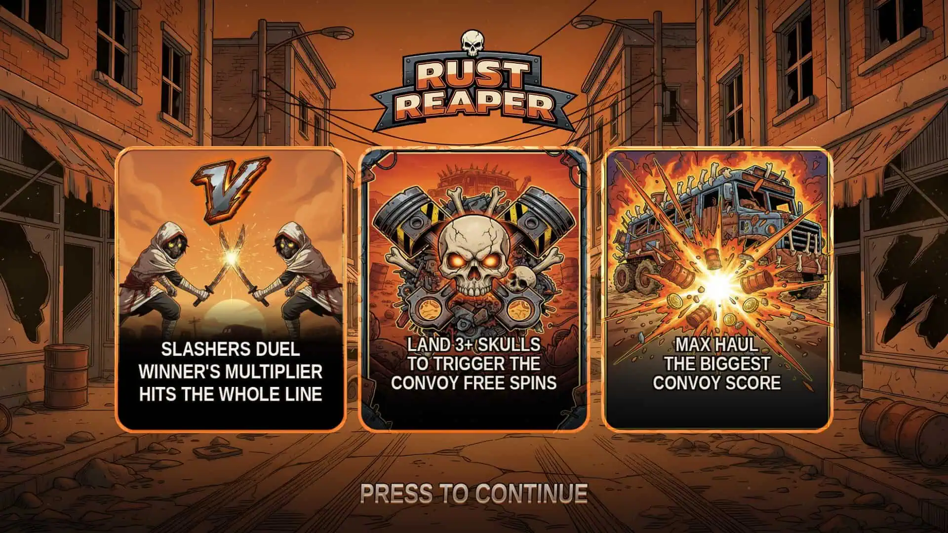 Rust Reaper slot intro screen