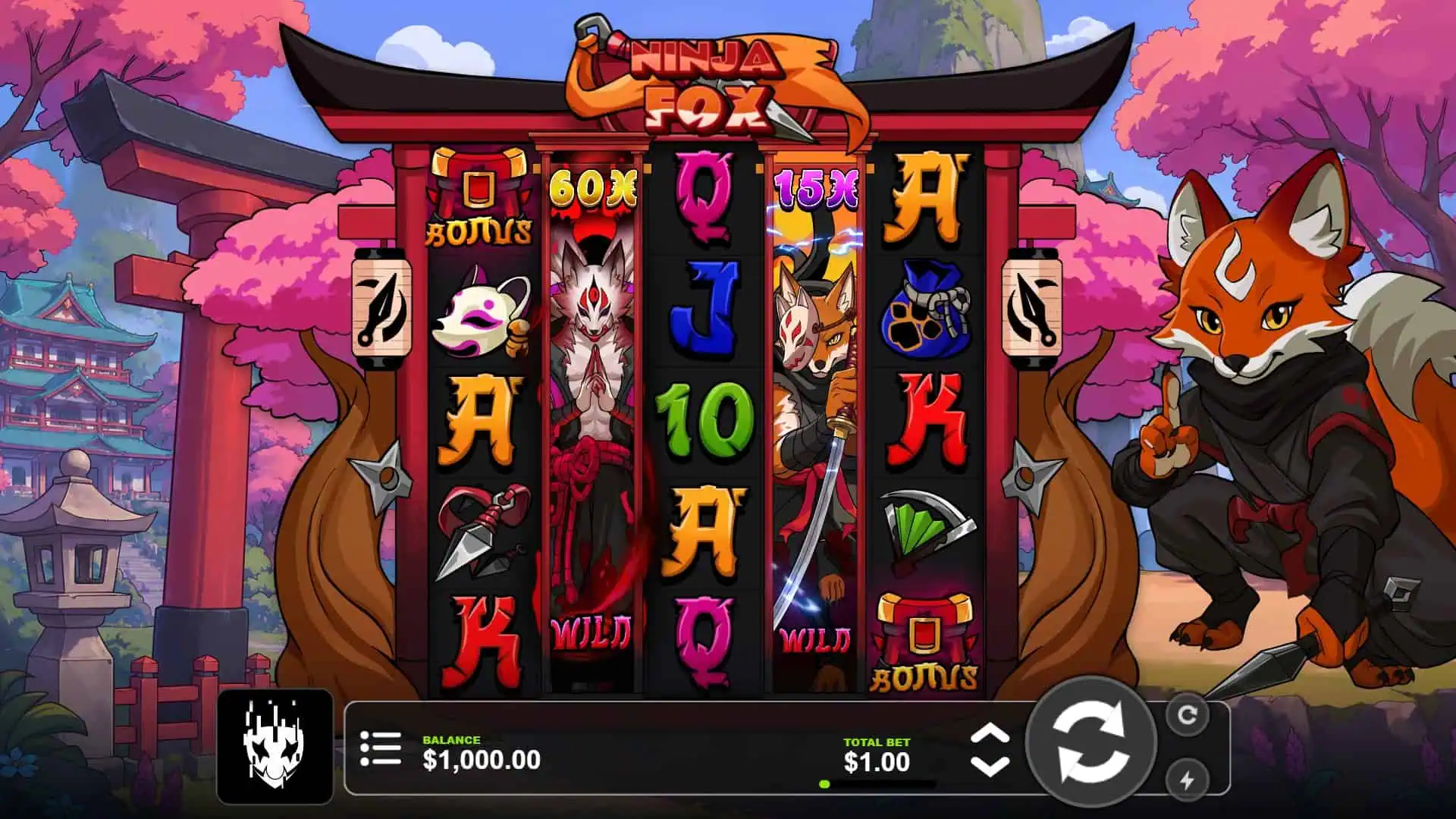 Ninja Fox slot gameplay reels