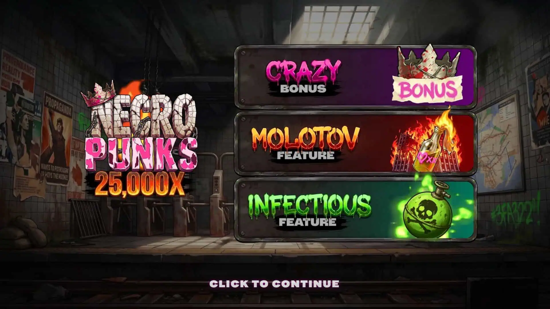 Necro Punks slot intro screen