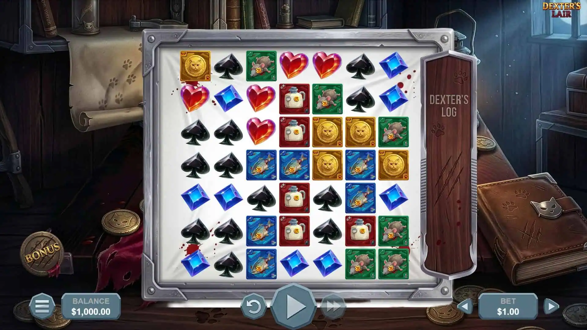 Dexters Lair slot gameplay reels