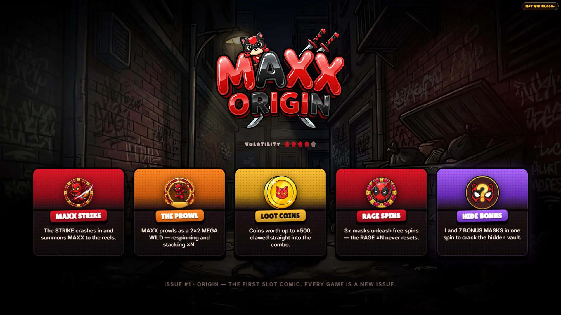 MAXX: Origin slot intro screen