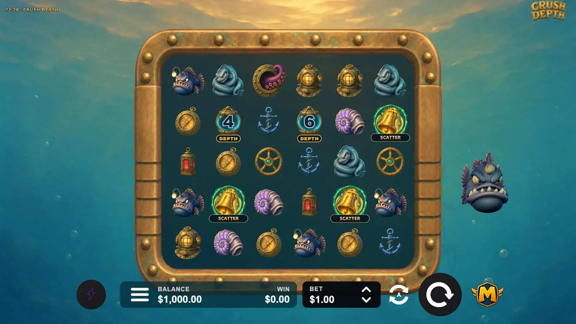 Crush Depth slot gameplay reels
