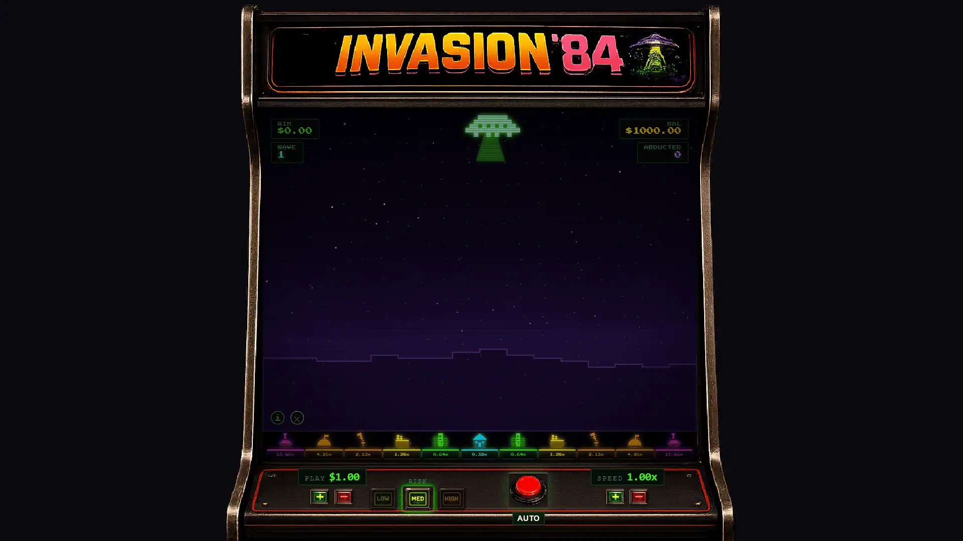 Invasion '84 slot gameplay reels