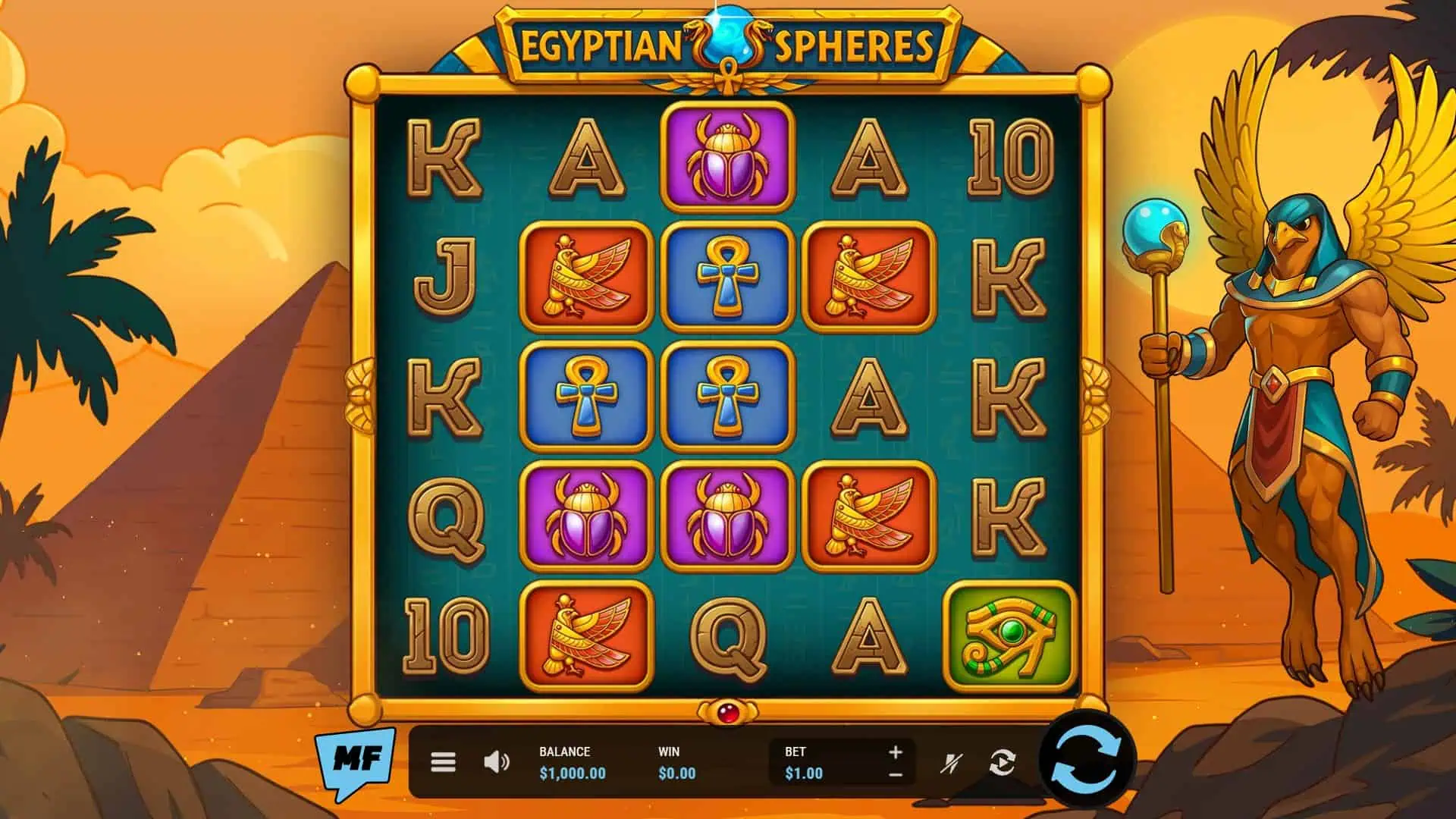 Egyptian Spheres slot gameplay reels
