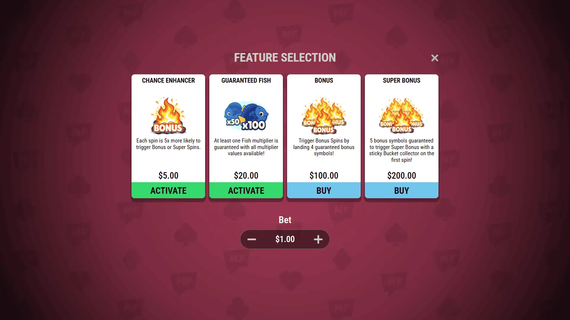 No Chill Phil bonus buy menu