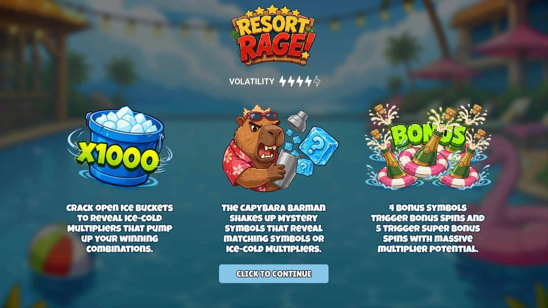 Resort Rage slot intro screen