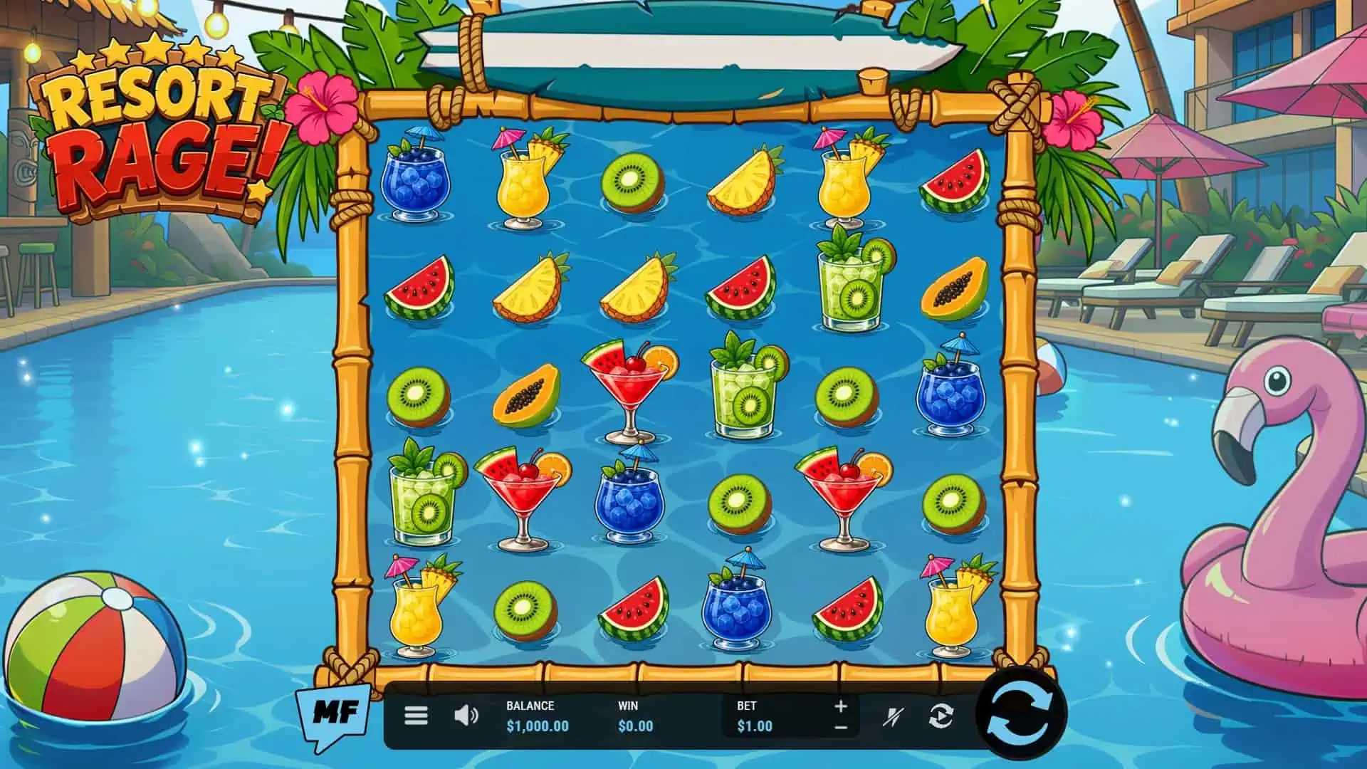 Resort Rage slot gameplay reels