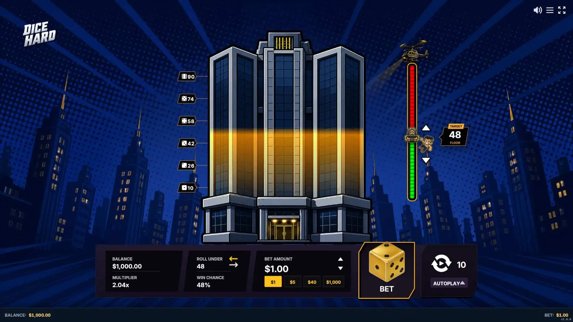 Dice Hard slot gameplay reels