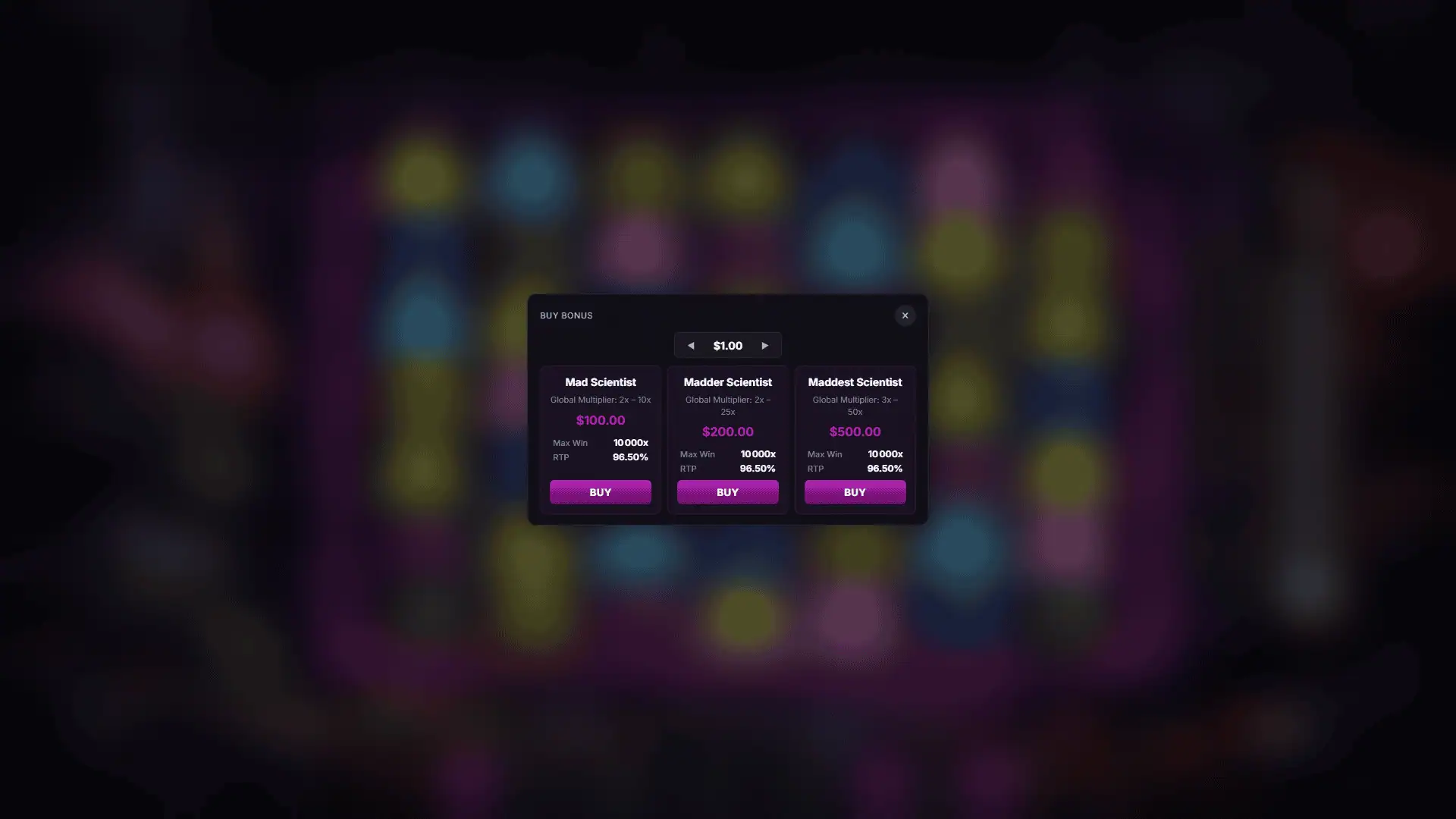Sugar Creature bonus buy menu