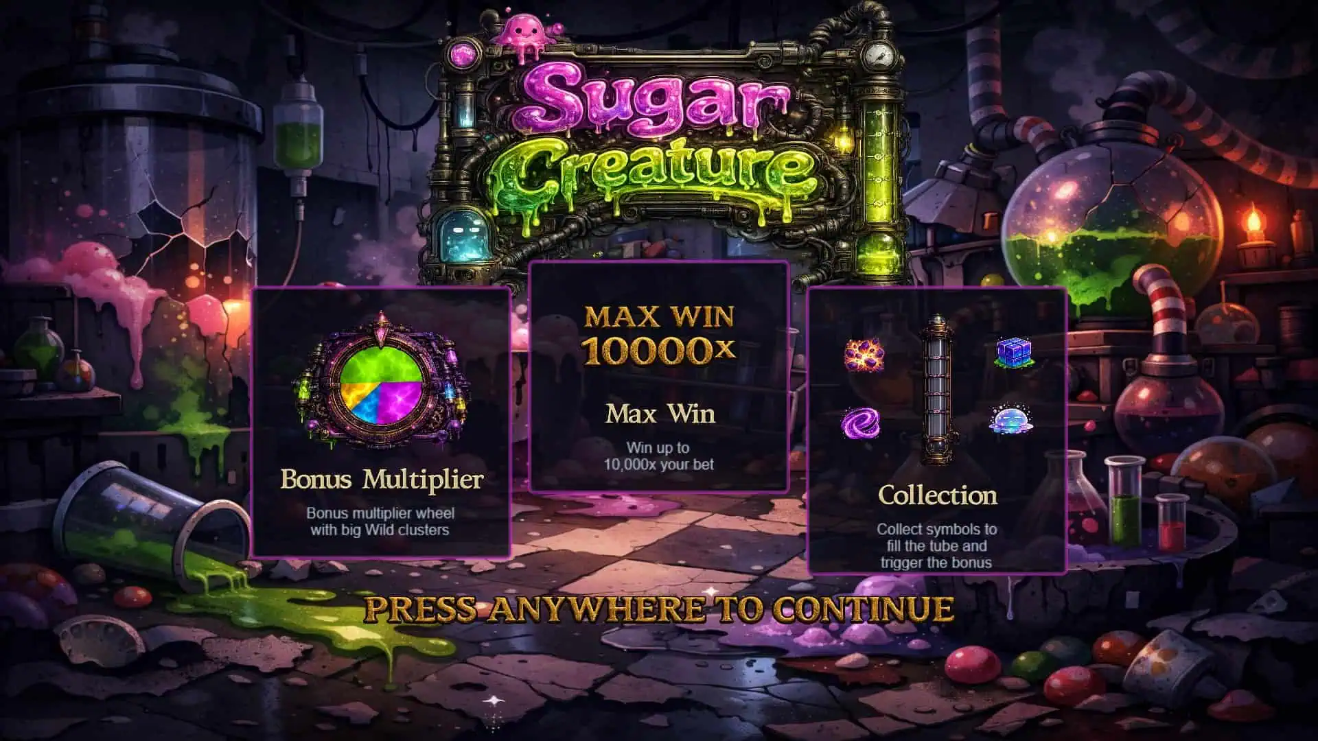 Sugar Creature slot intro screen