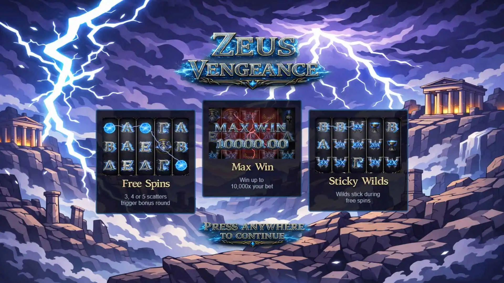 Zeus Vengeance slot intro screen