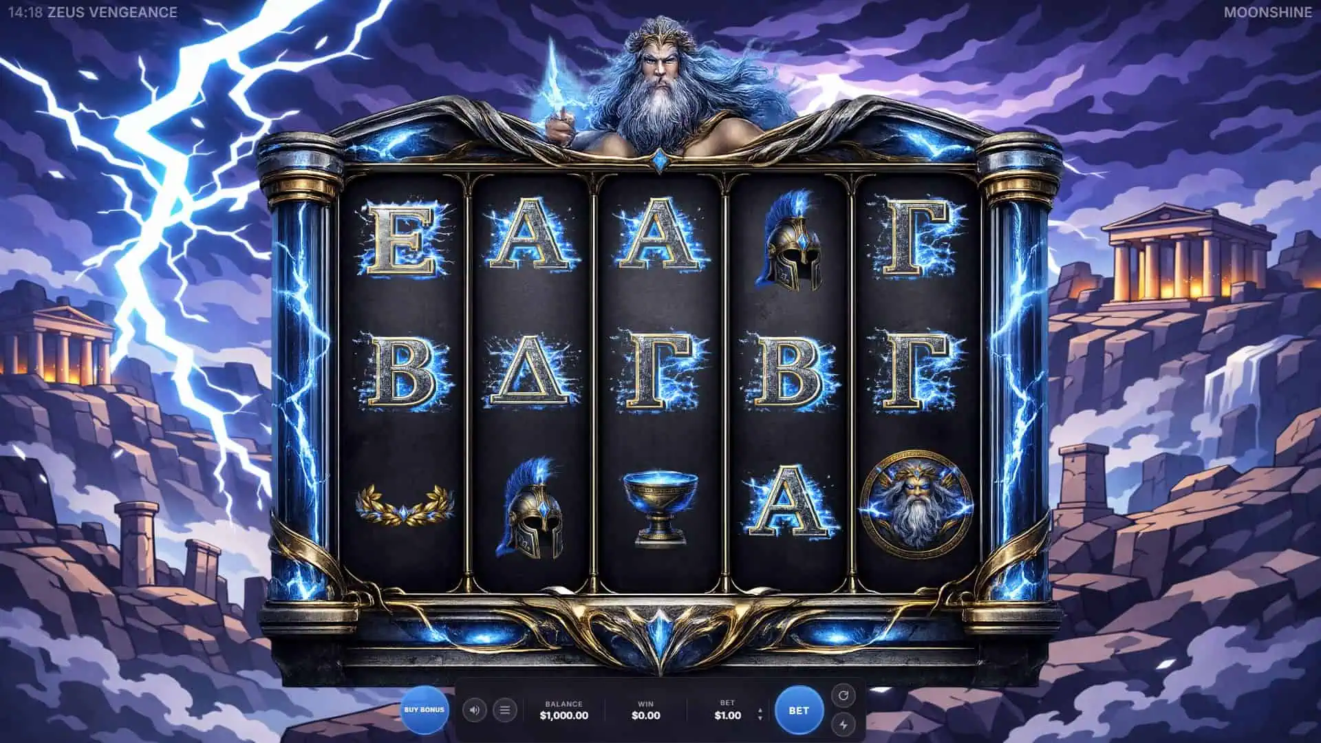 Zeus Vengeance slot gameplay reels