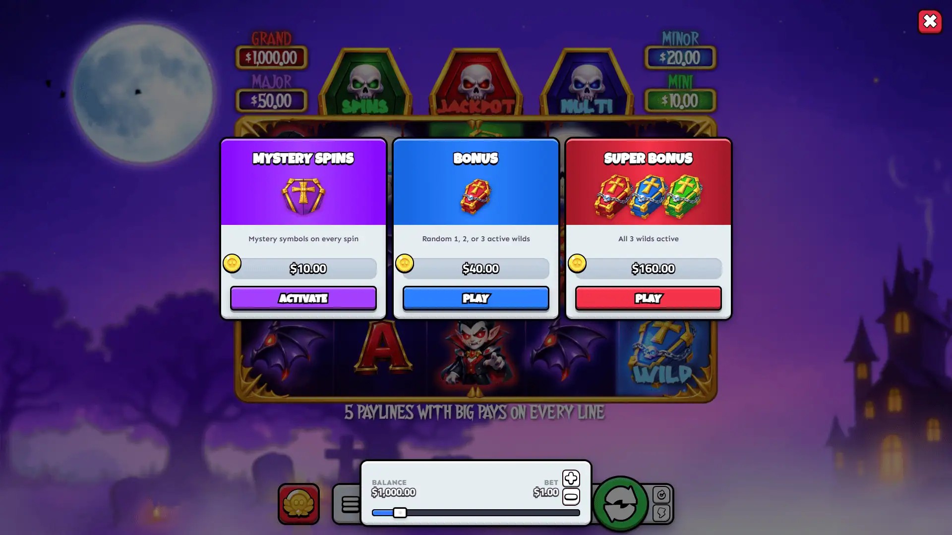 Coffin Combo bonus buy menu