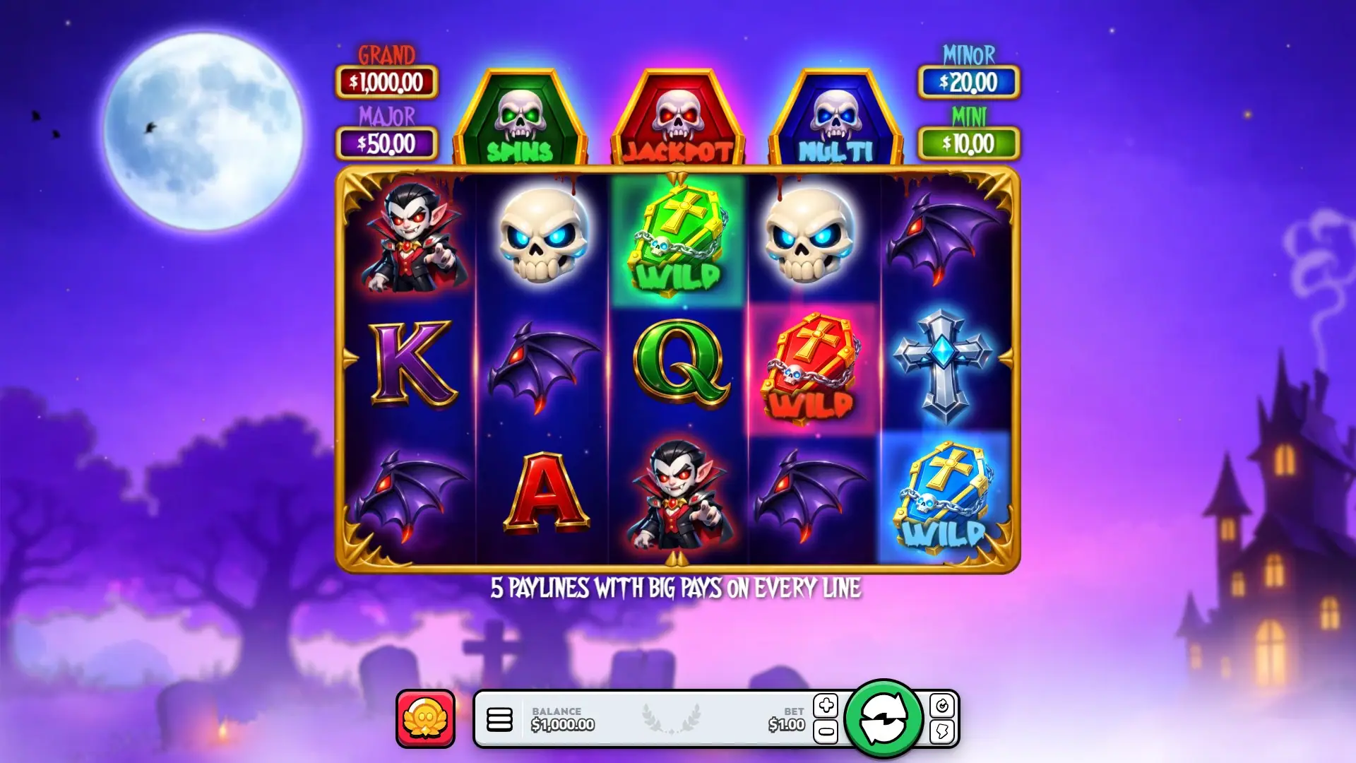 Coffin Combo slot gameplay reels