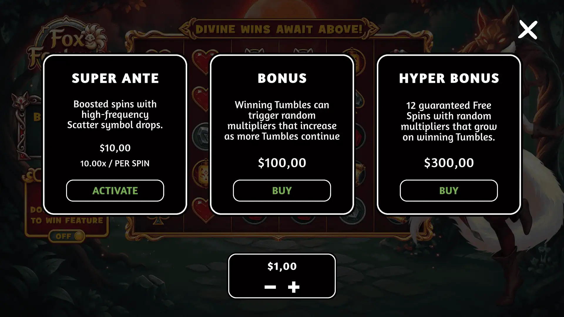 Fox Fortune bonus buy menu