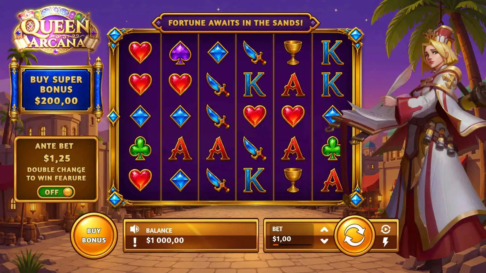 Queen Arcana slot gameplay reels