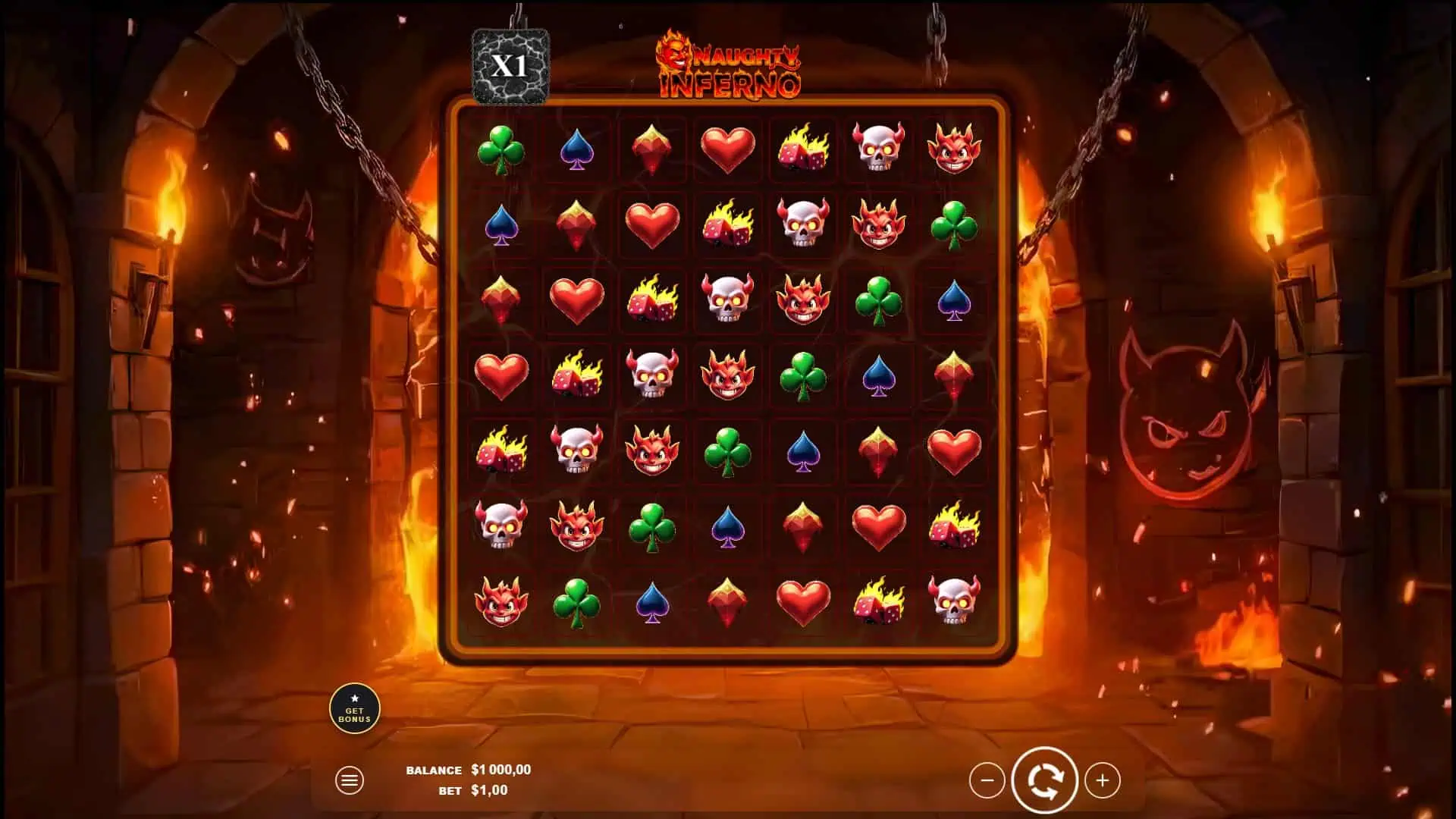 Naughty Inferno slot gameplay reels