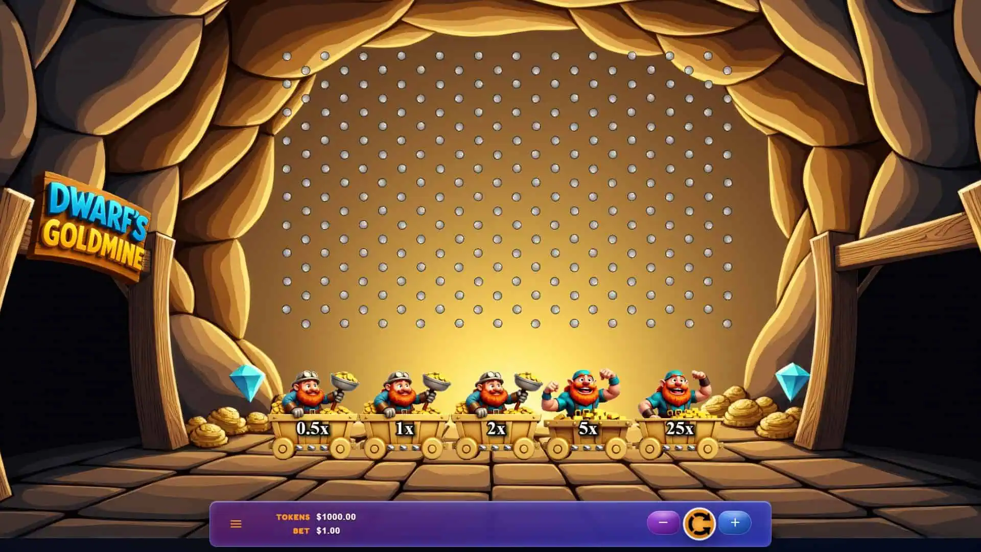 Plinko: Dwarfs Goldmine slot gameplay reels