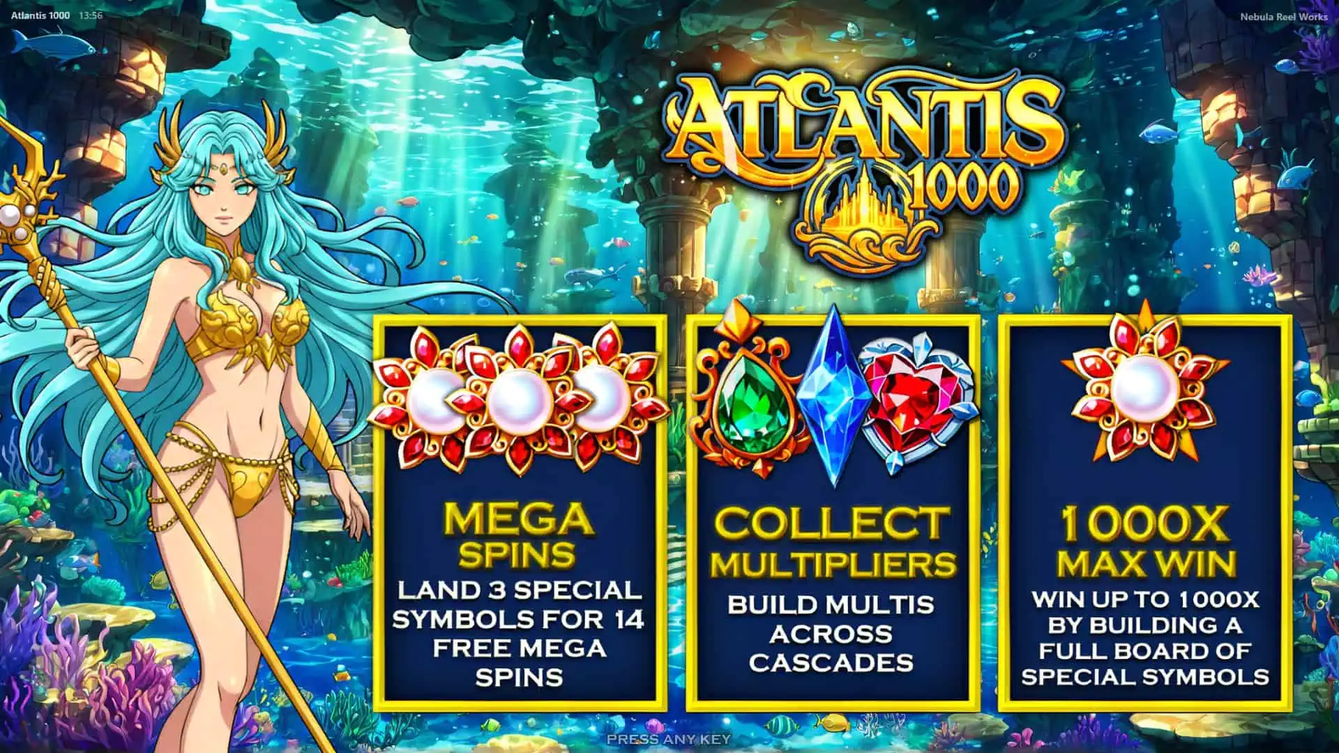 Atlantis 1000 slot intro screen