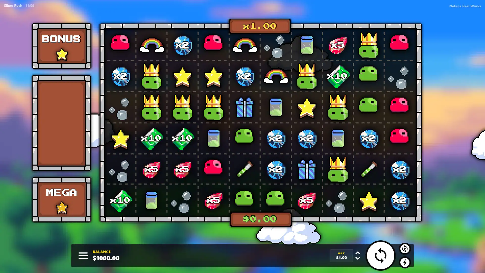 Slime Rush slot gameplay reels