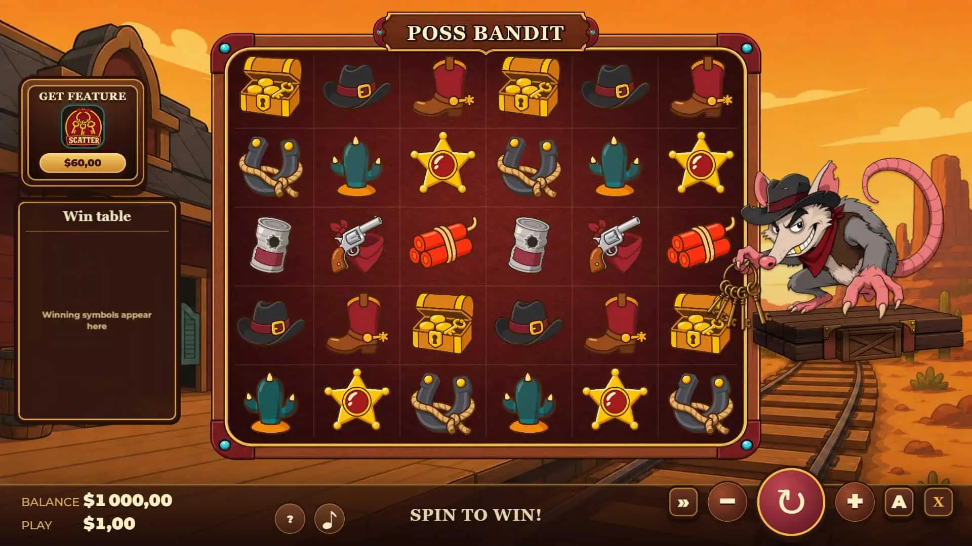 Poss Bandit slot gameplay reels