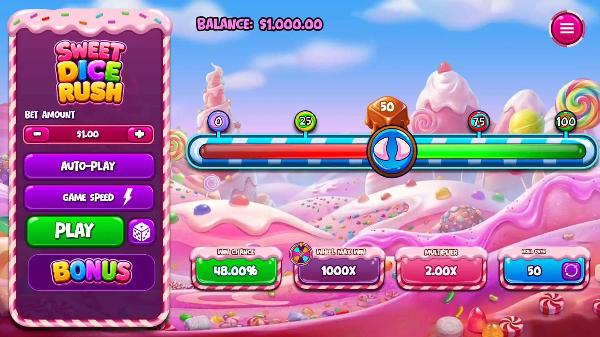 Sweet Dice Rush slot gameplay reels