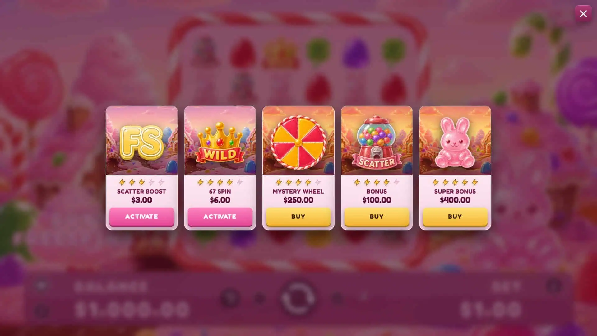 Candy Hop Cluster Pays bonus buy menu