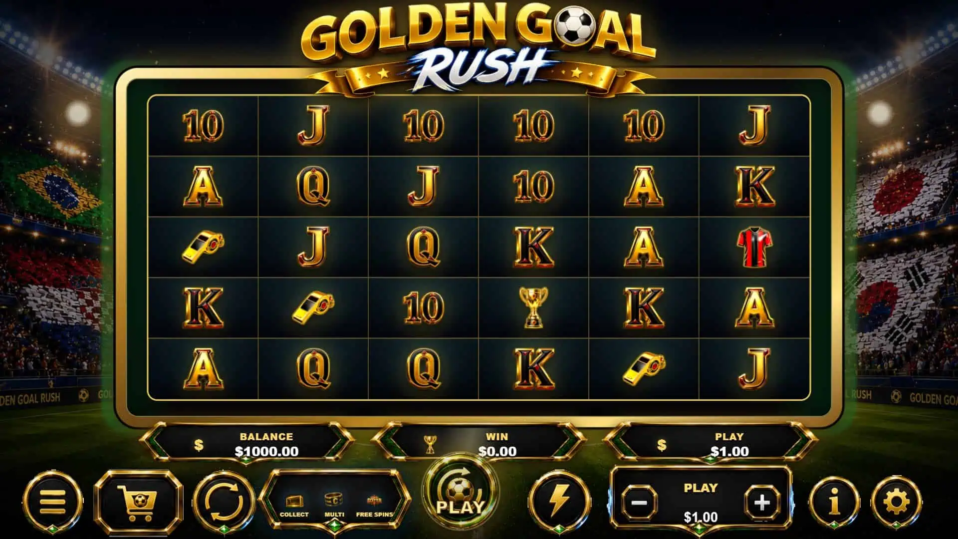 Golden Goal Rush slot gameplay reels