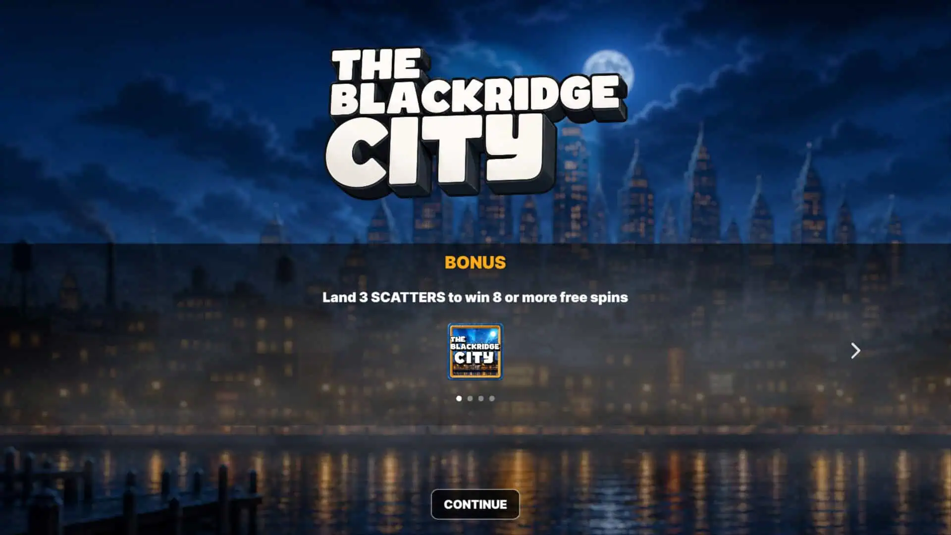 The Blackridge City slot intro screen