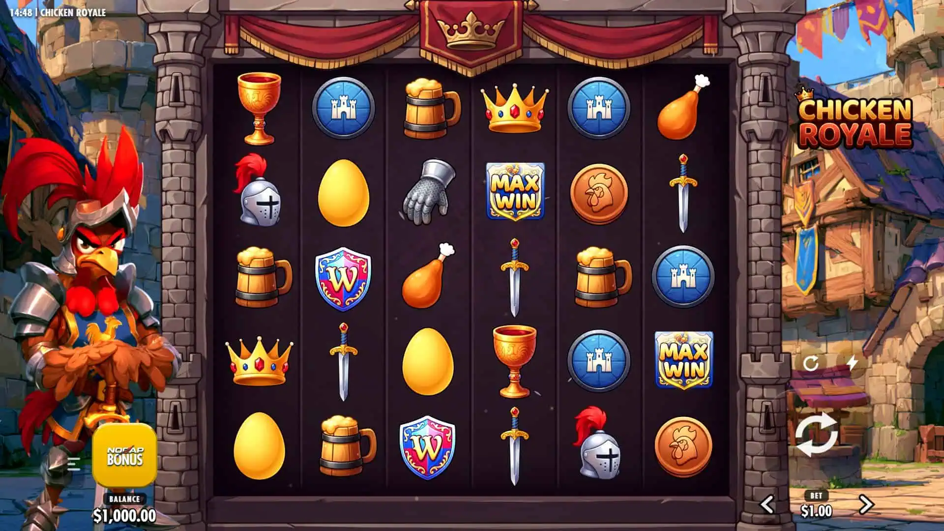 Chicken Royale slot gameplay reels