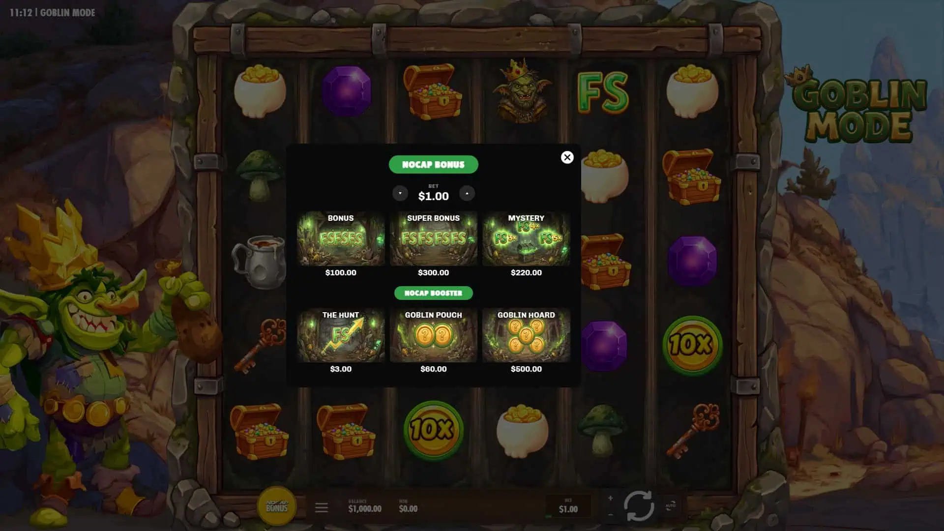 Goblin Mode bonus buy menu