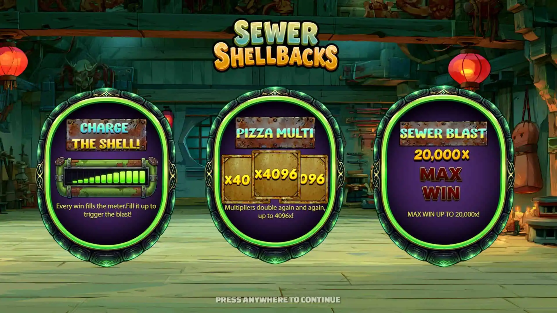 Sewer Shellbacks slot intro screen