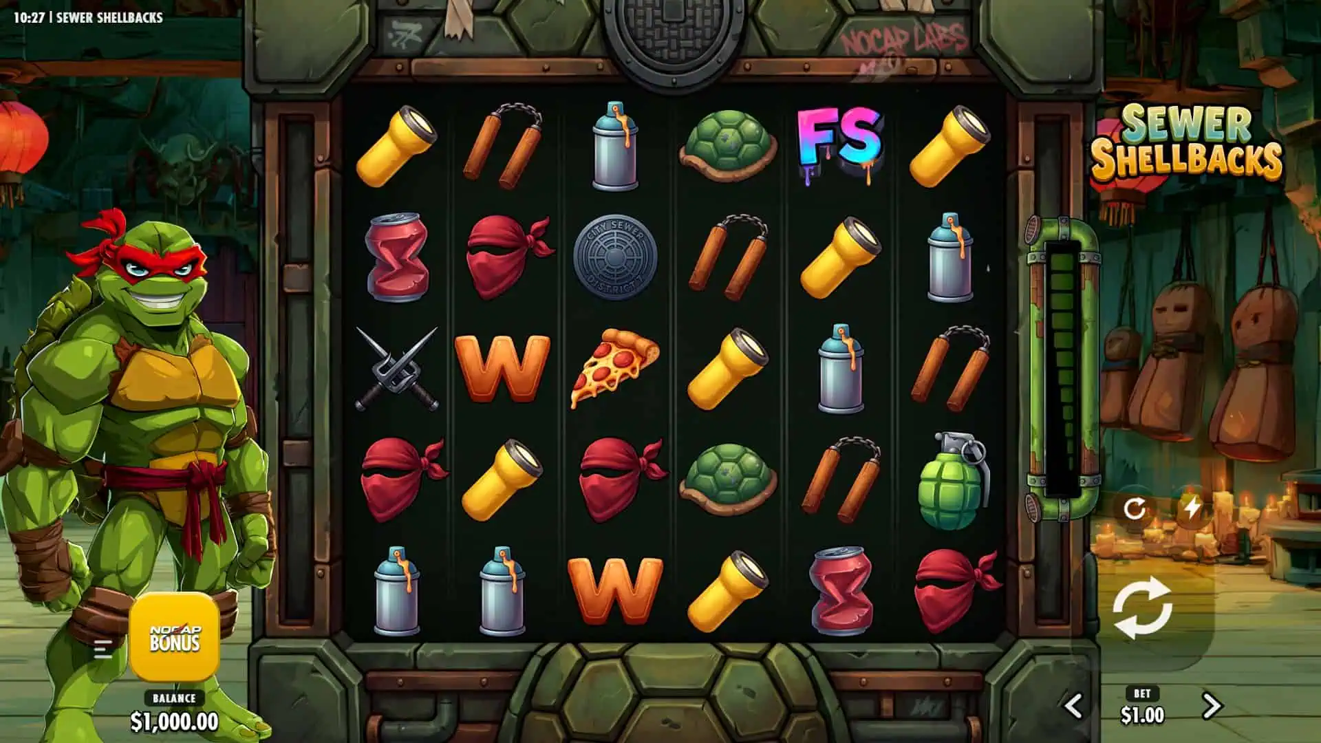 Sewer Shellbacks slot gameplay reels