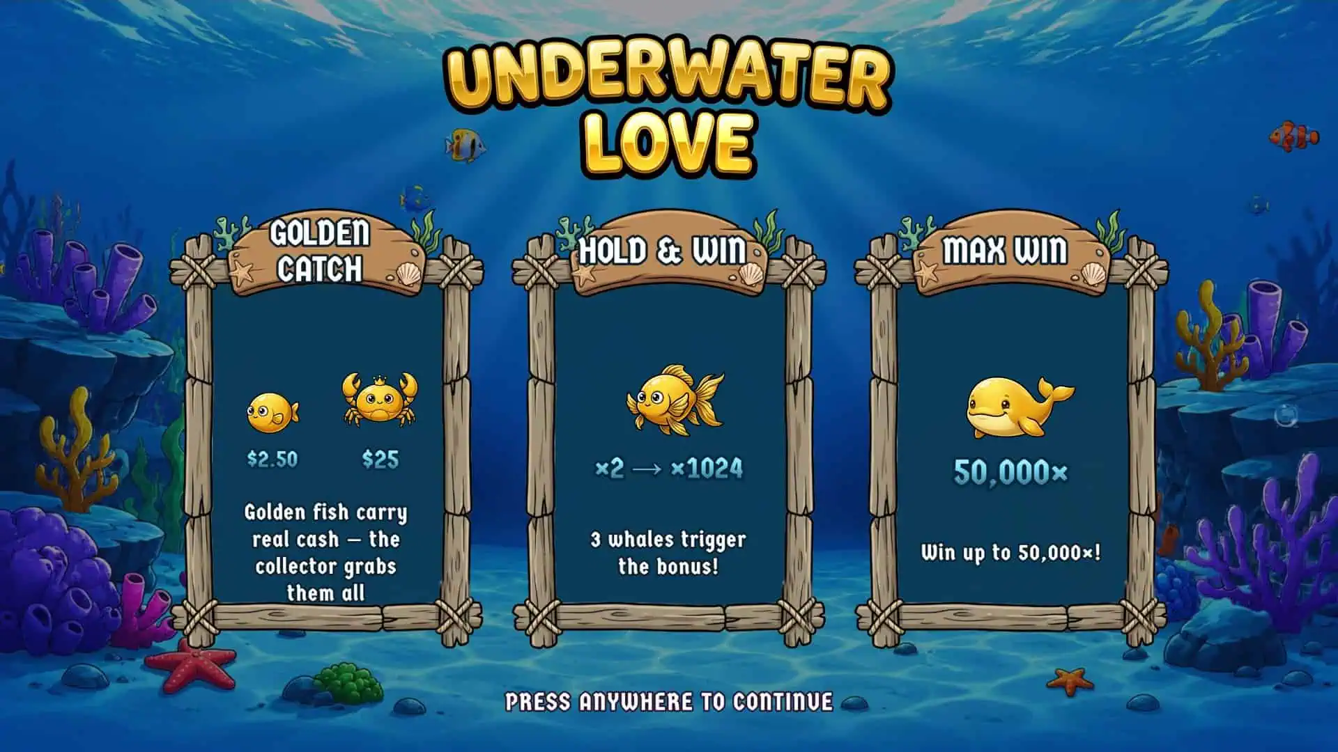 Underwater Love slot intro screen