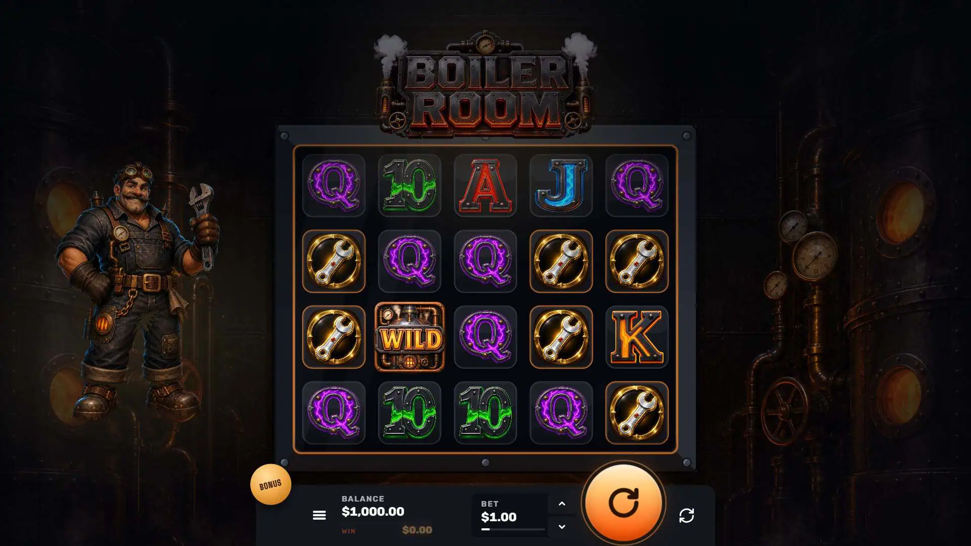Boiler Room slot gameplay reels