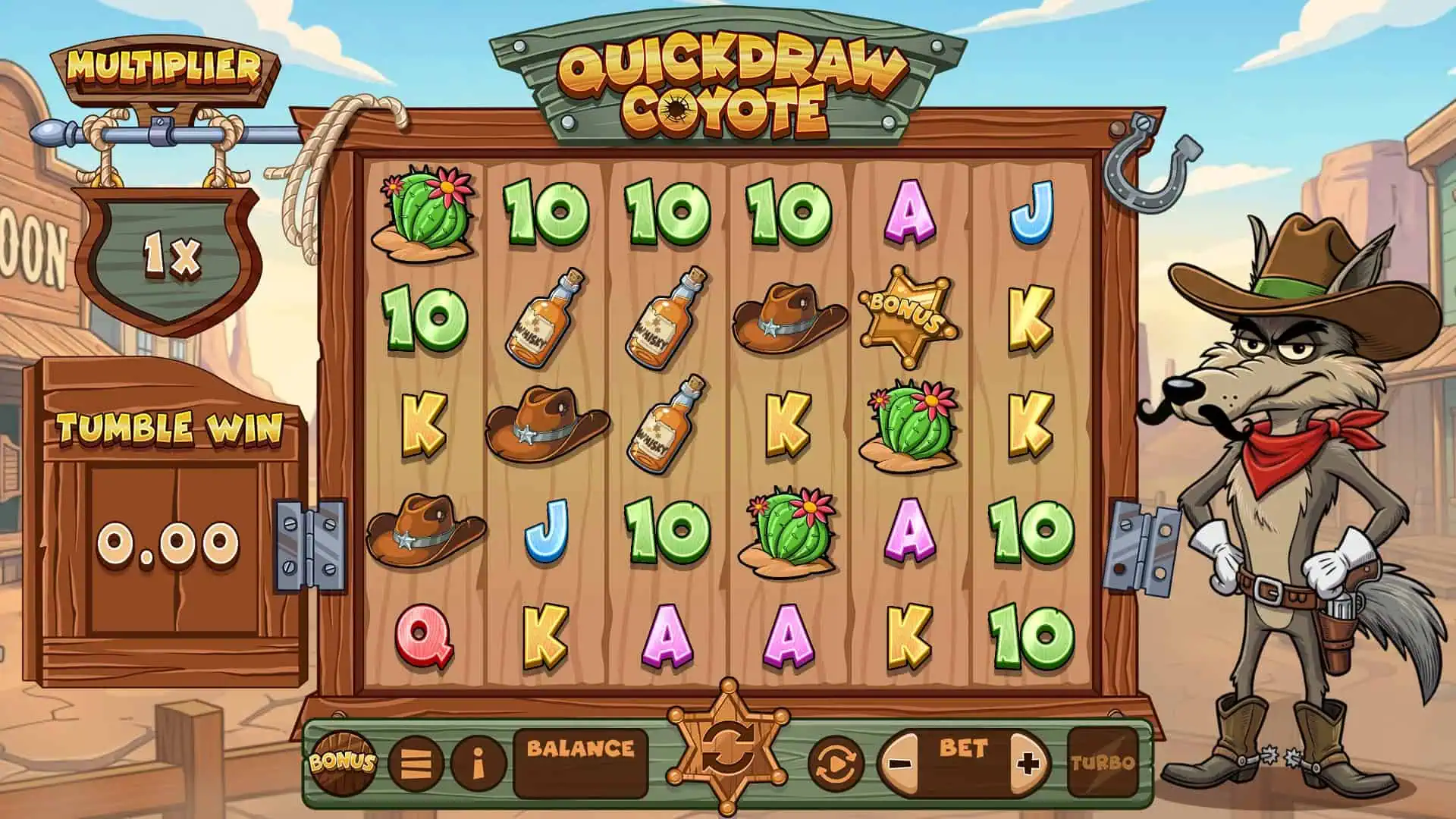 Quickdraw Coyote slot gameplay reels