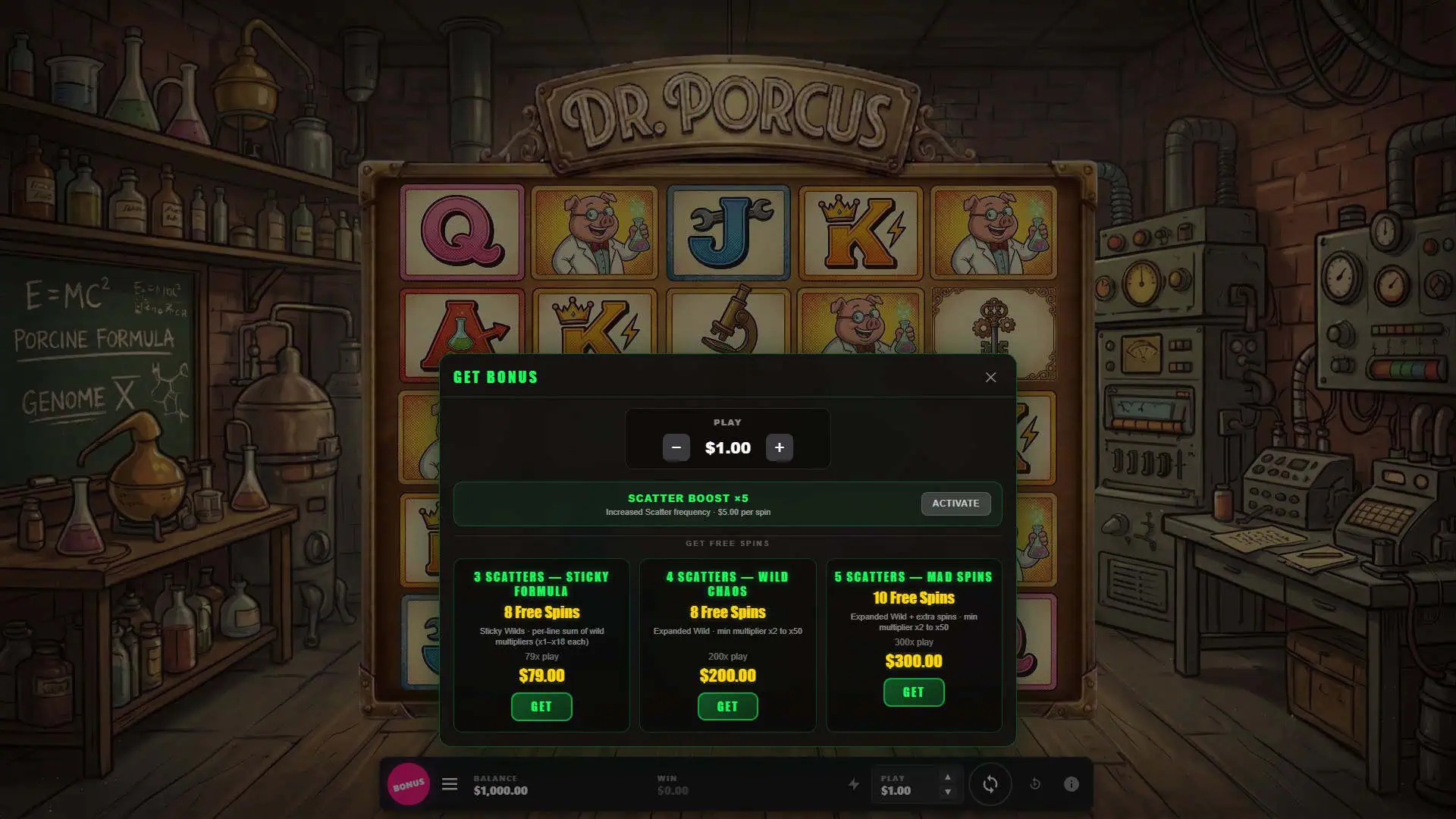 Dr. Porcus bonus buy menu