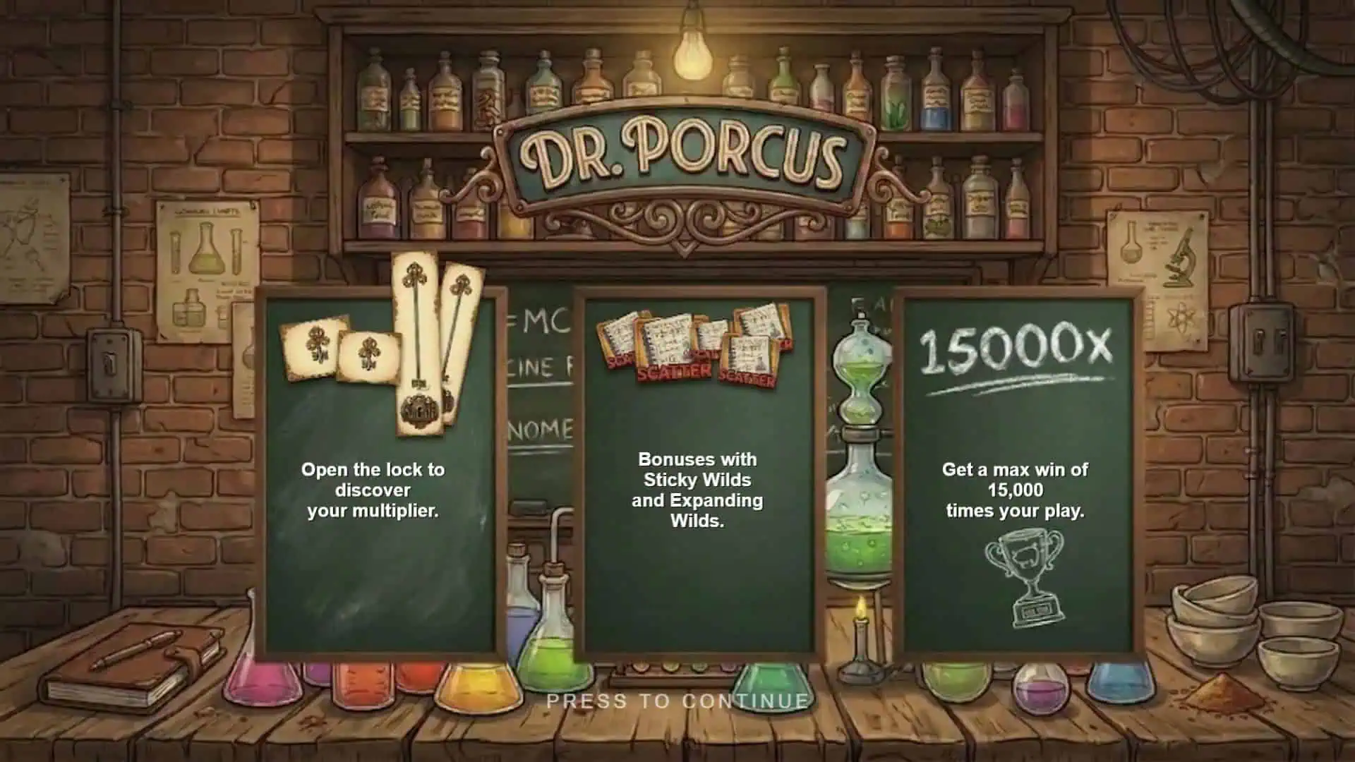 Dr. Porcus slot intro screen