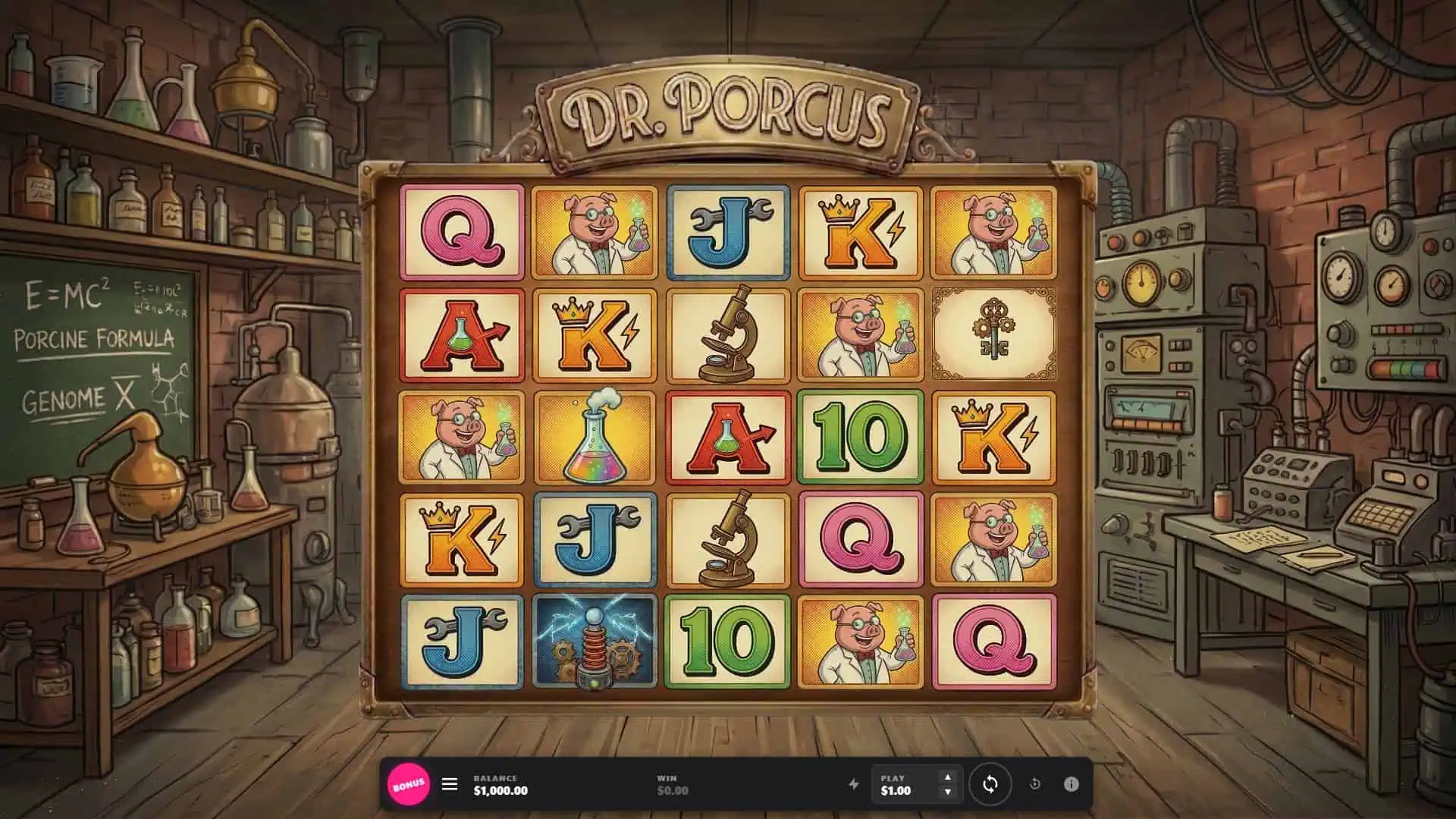 Dr. Porcus slot gameplay reels
