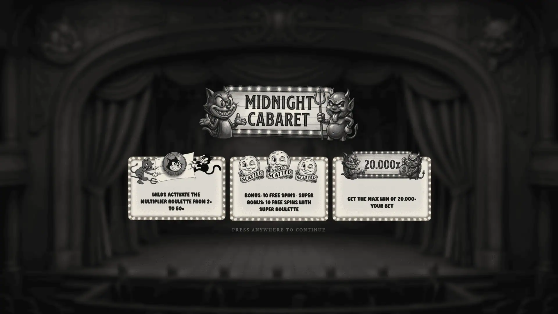 Midnight Cabaret slot intro screen