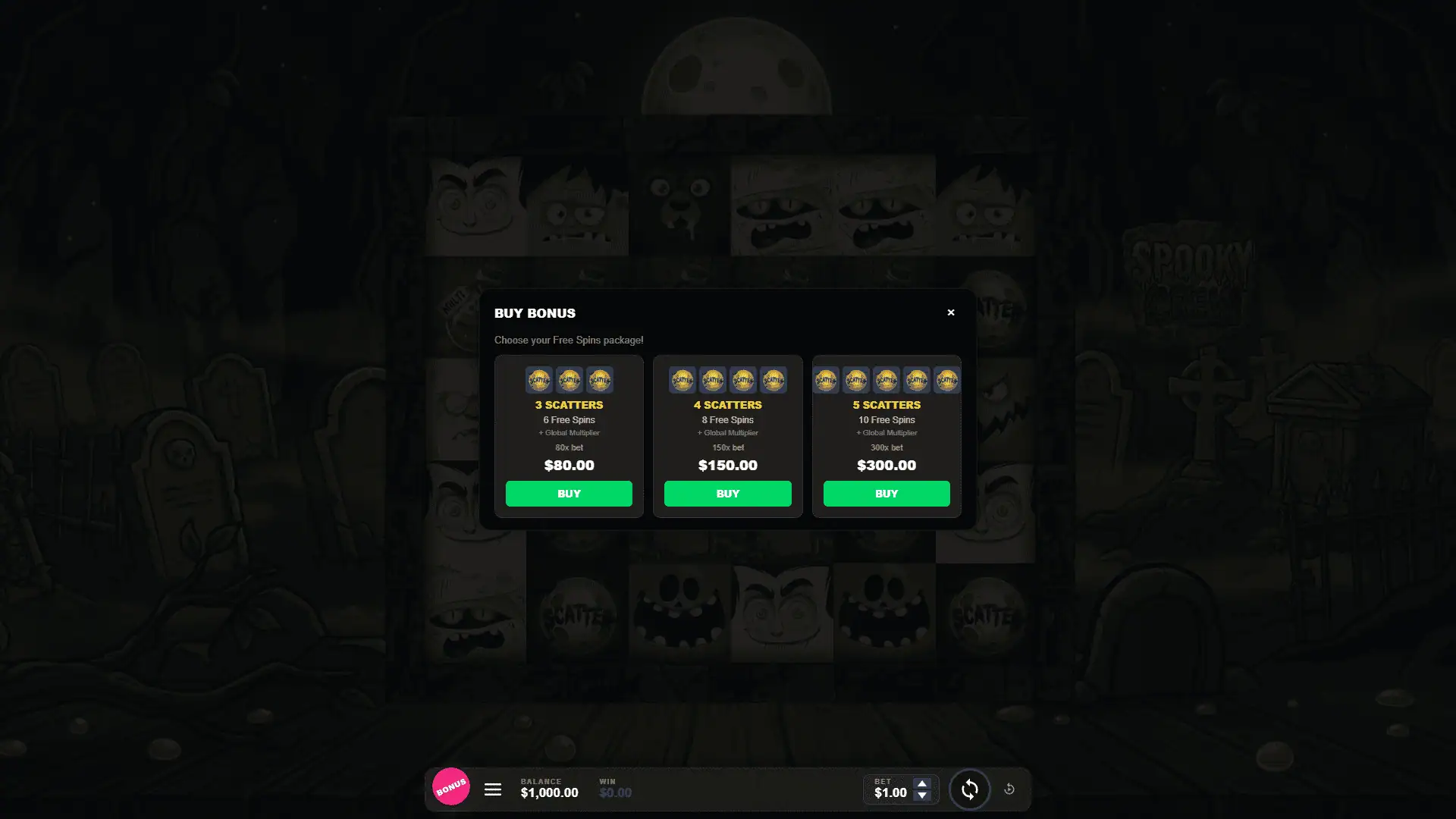 Spooky Crew bonus buy menu