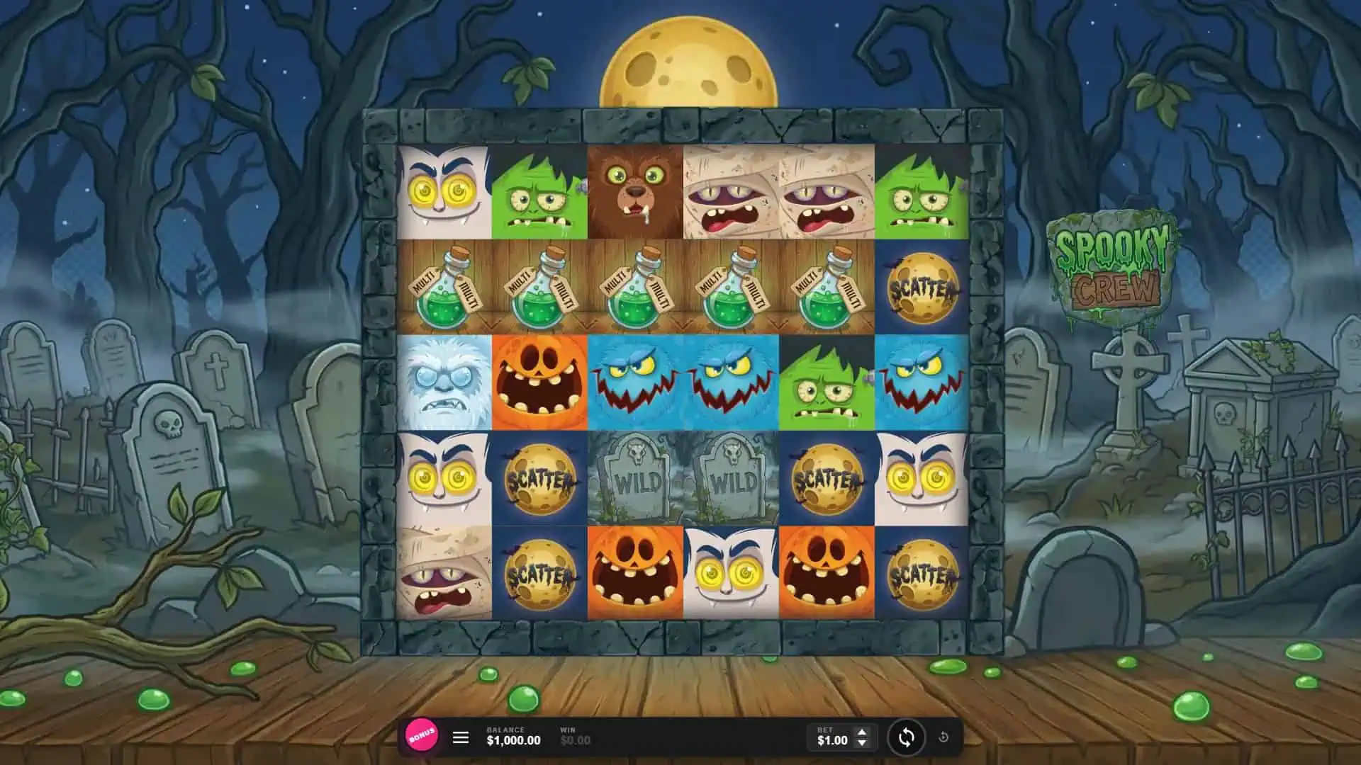 Spooky Crew slot gameplay reels