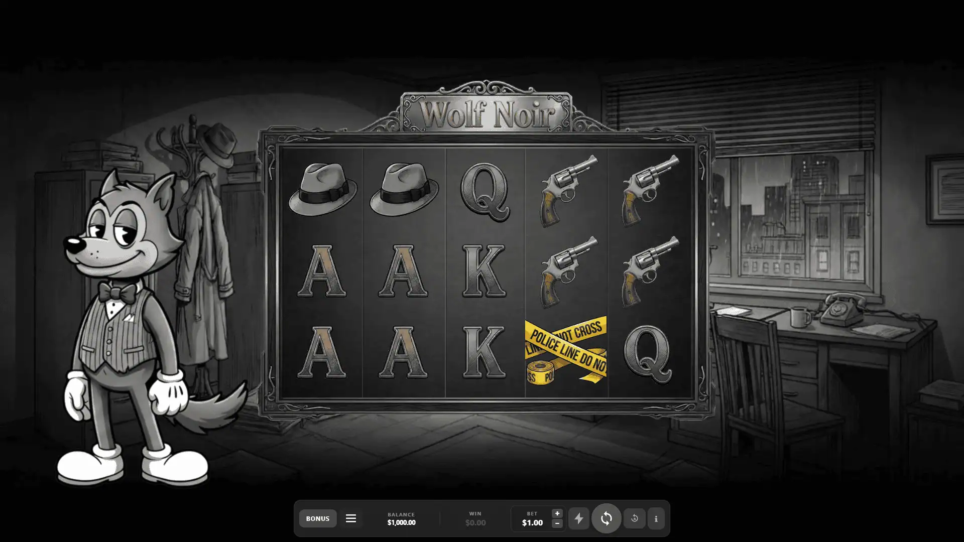 Wolf Noir slot gameplay reels