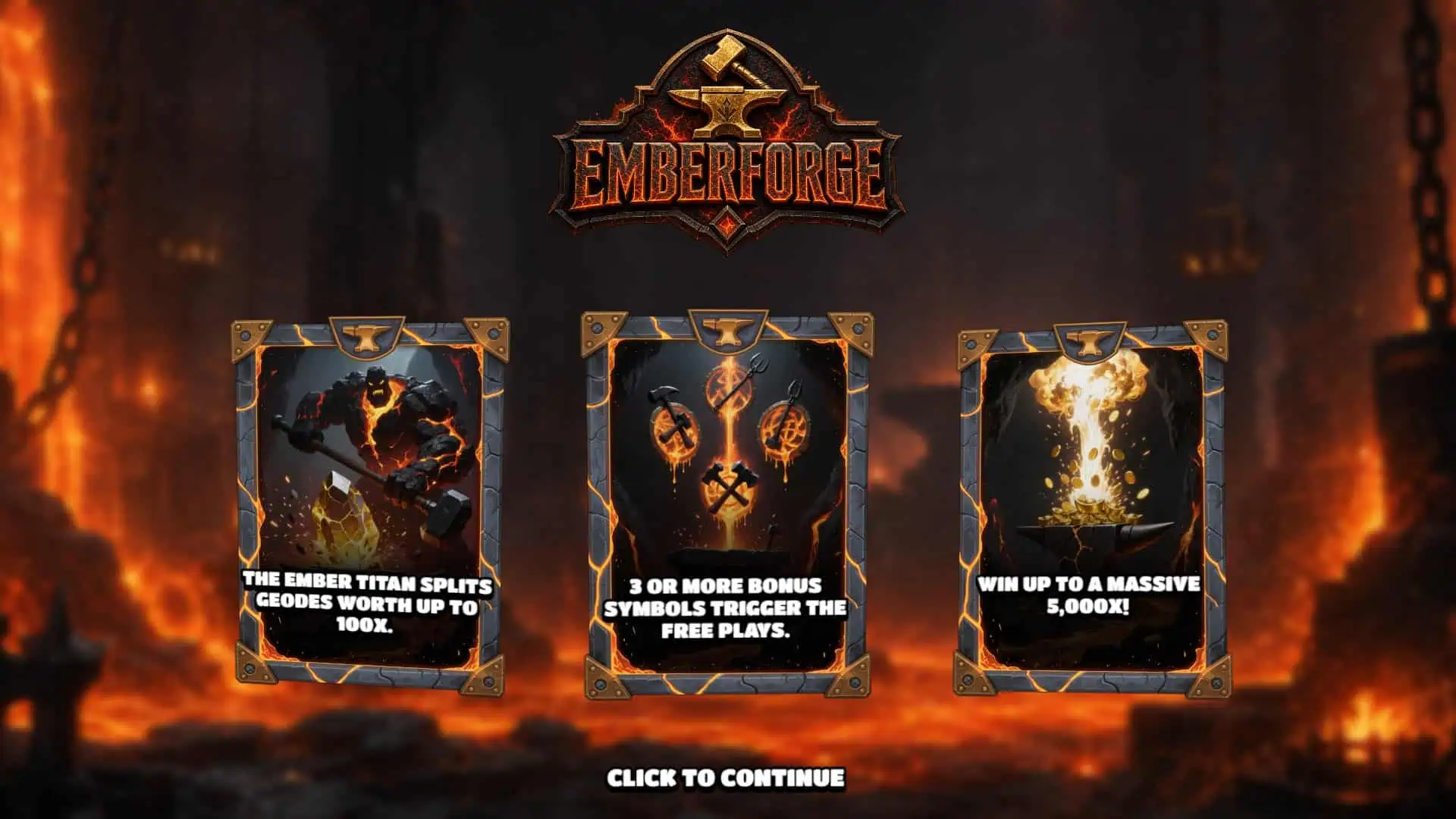 EmberForge slot intro screen