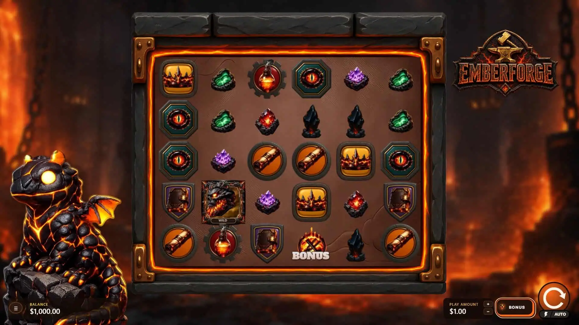 EmberForge slot gameplay reels