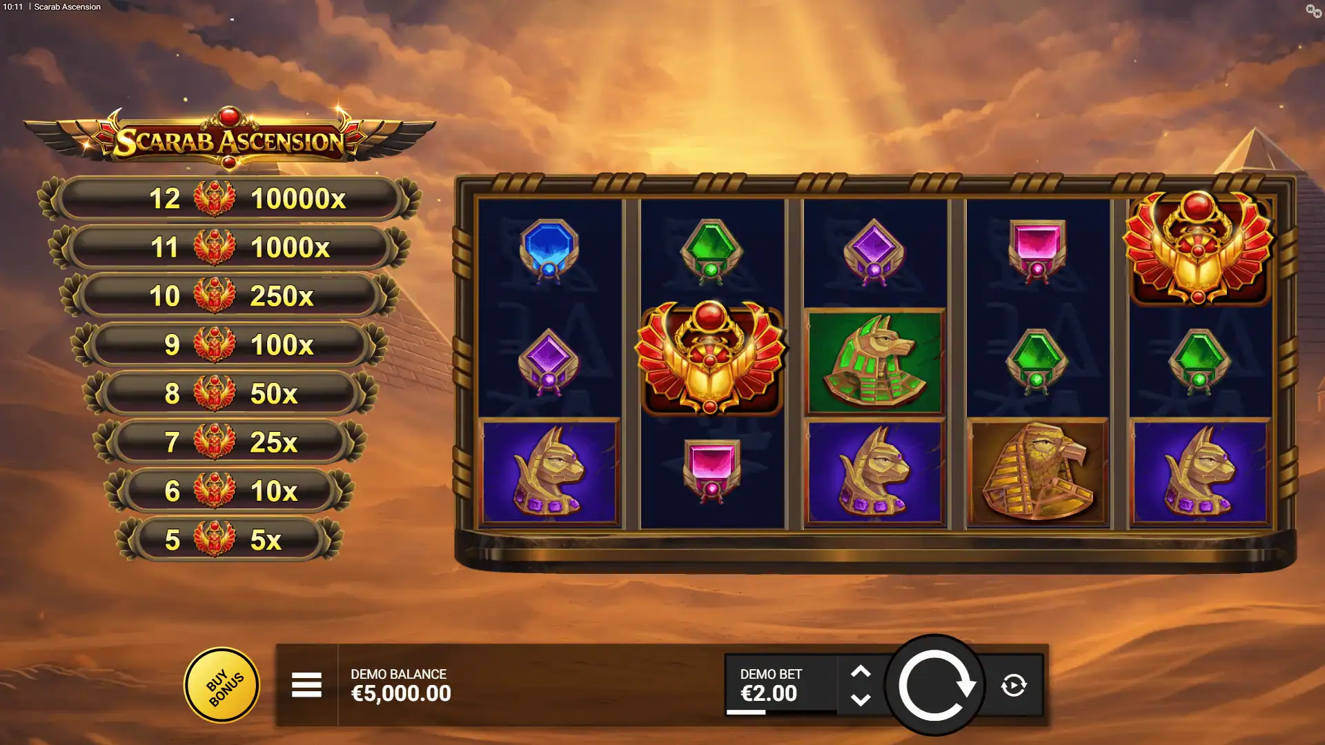Scarab Ascension slot gameplay reels